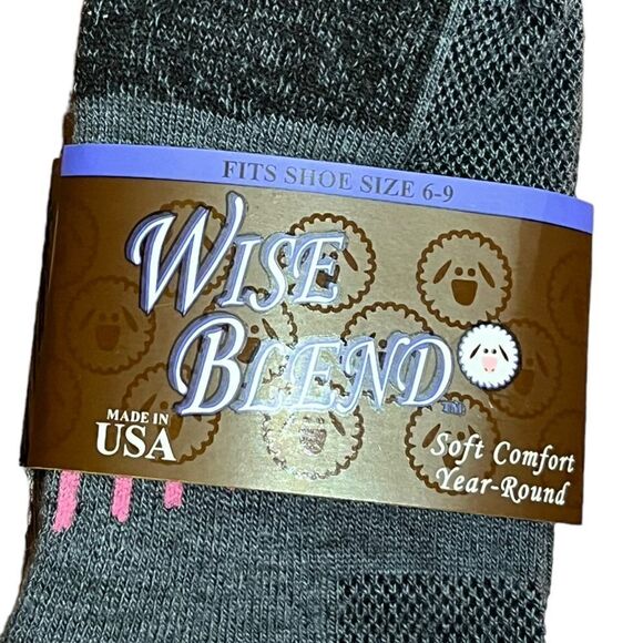 Wise Blend Merino Wool Blend Women’s Gray And Pink Low Cut Socks, Size M, NWT - Picture 5 of 7